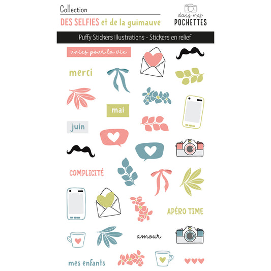 Stickers Puffy - Illustrations - Des selfies et de la guimauve