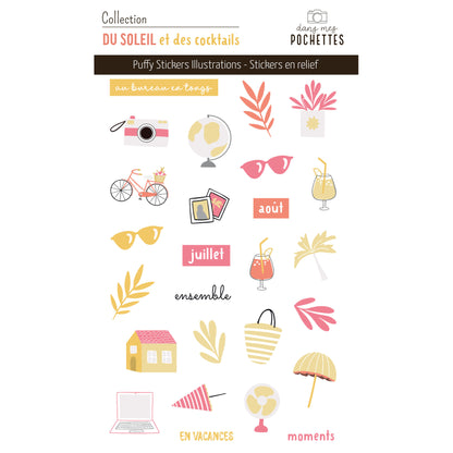 Stickers Puffy - Illustrations - Du soleil et des cocktails