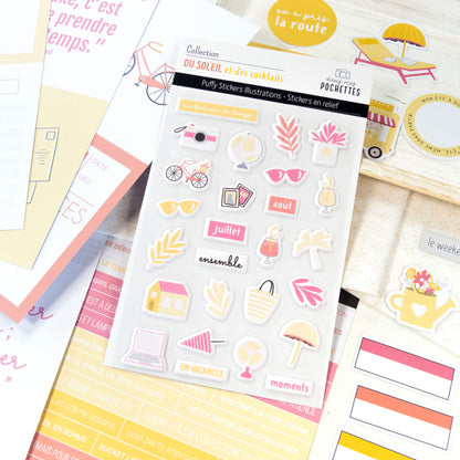 Stickers Puffy - Illustrations - Du soleil et des cocktails
