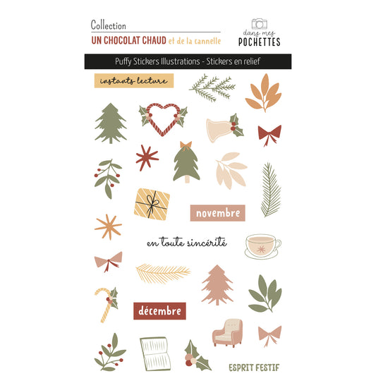 Stickers Puffy - Illustrations - Un chocolat chaud et de la cannelle