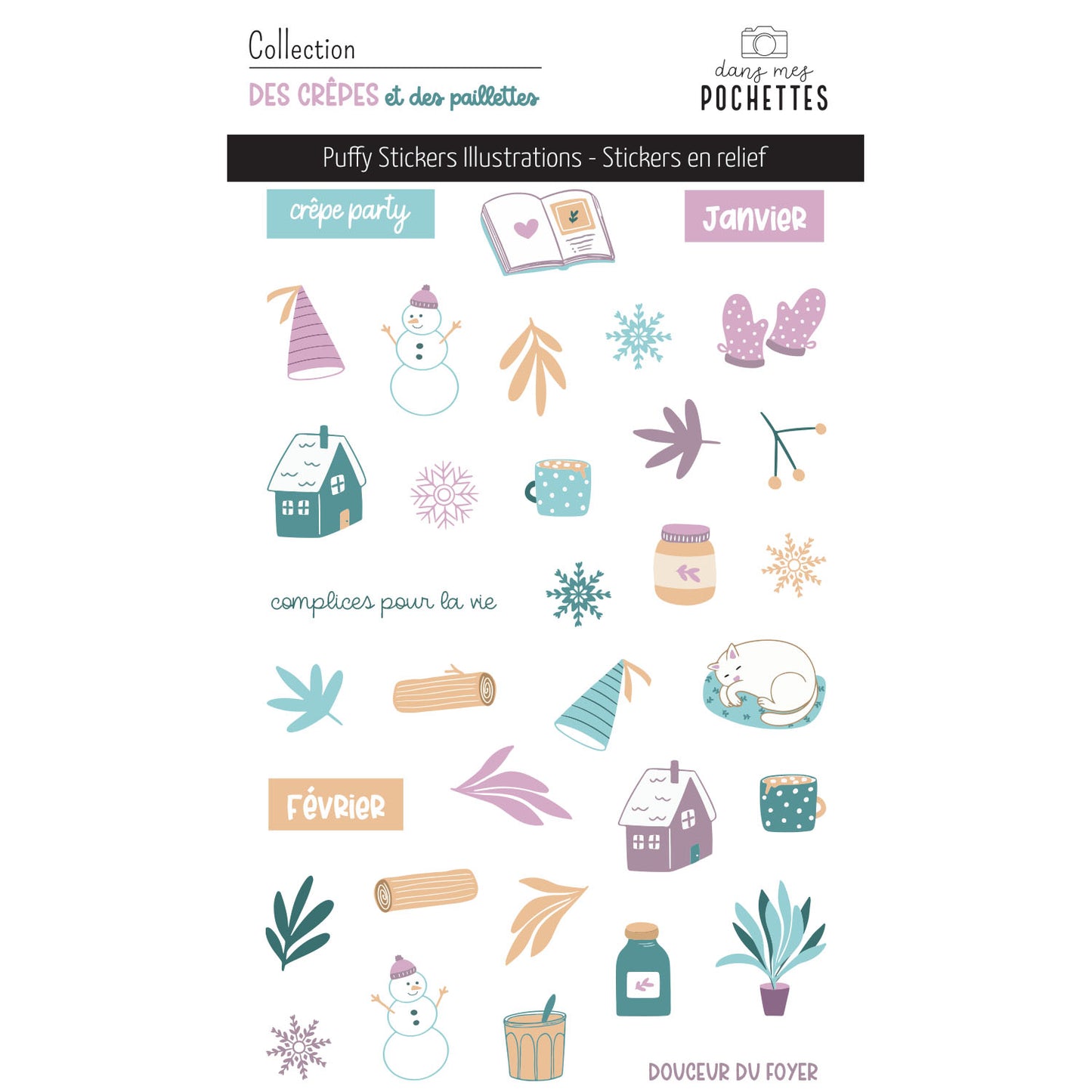 Stickers Puffy - Illustrations - Des crêpes et des paillettes