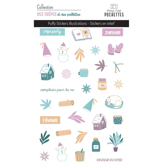 Stickers Puffy - Illustrations - Des crêpes et des paillettes