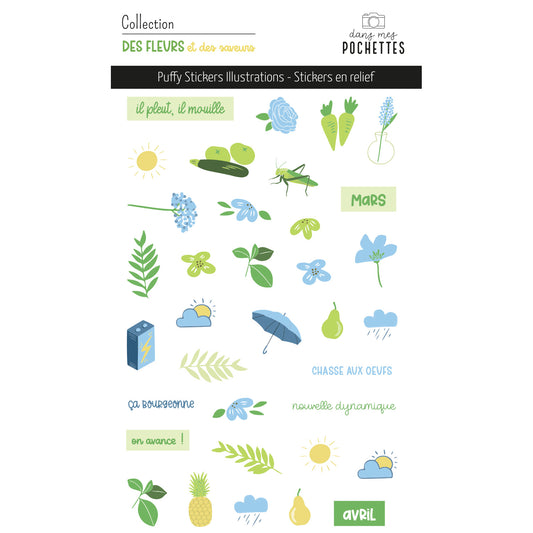 Stickers Puffy - Illustrations - Des fleurs et des saveurs