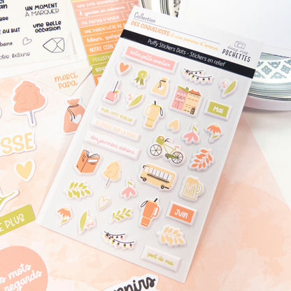 Stickers Puffy - Illustrations - Des coquelicots et une pomme d'amour