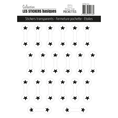 Stickers transparents - Fermeture pochette - Etoiles