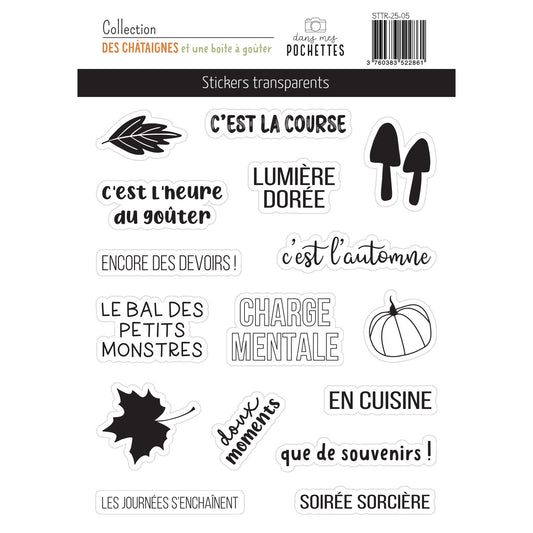 Stickers transparents - Des châtaignes et une boîte à goûter