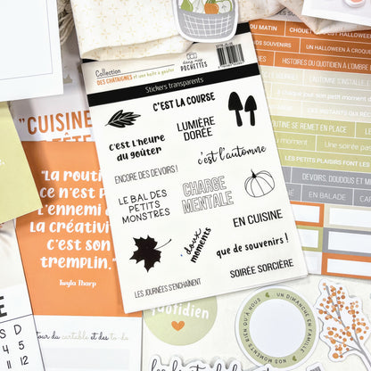 Stickers transparents - Des châtaignes et une boîte à goûter