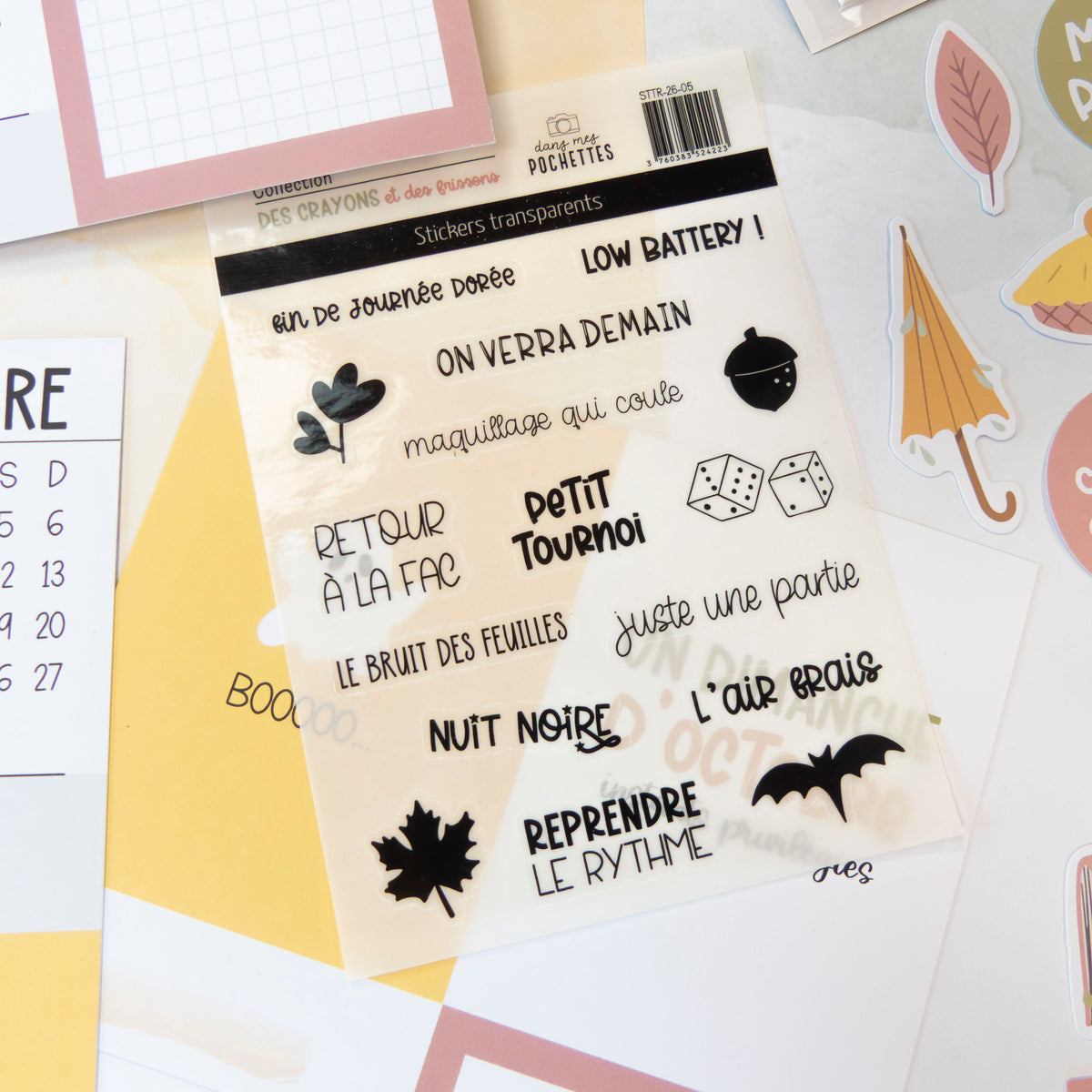 Stickers transparents noirs - Des crayons et des frissons