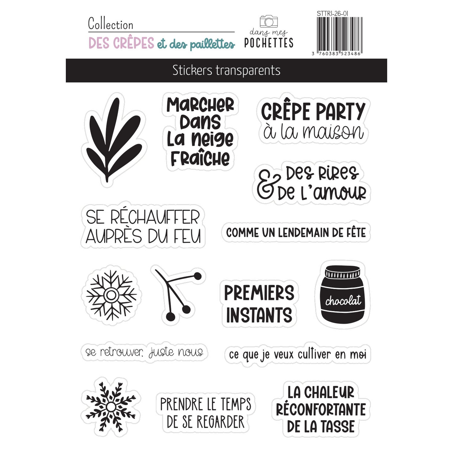 Stickers transparents - Des crêpes et des paillettes