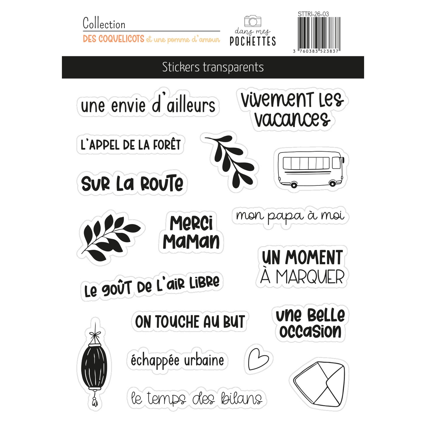 Stickers transparents - Des coquelicots et une pomme d'amour