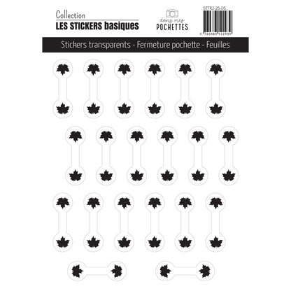 Stickers transparents - Fermeture pochette - Feuilles