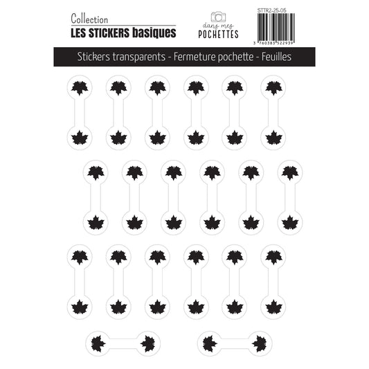 Stickers transparents - Fermeture pochette - Feuilles