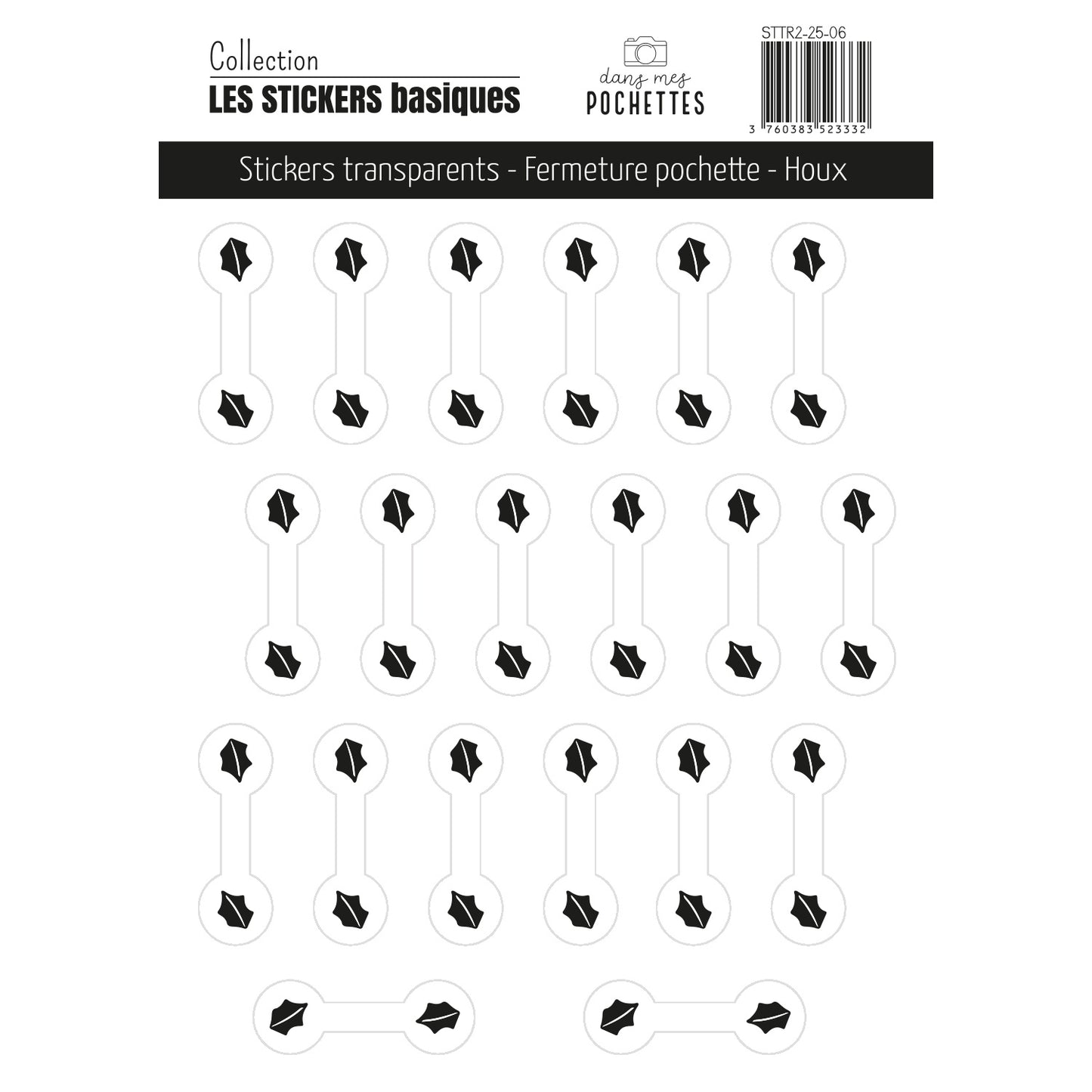 Stickers transparents - Fermeture pochette - Houx