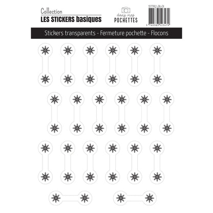 Stickers transparents - Fermeture pochette - Flocons
