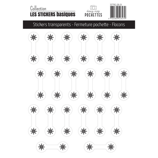 Stickers transparents - Fermeture pochette - Flocons