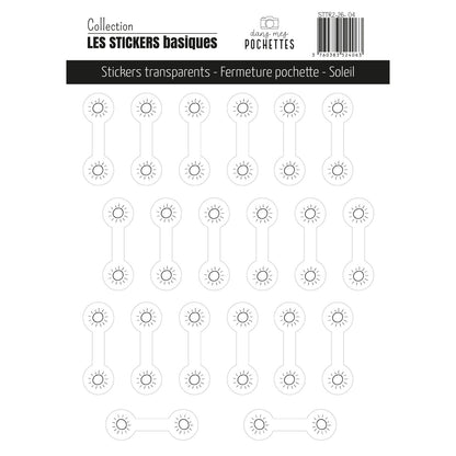 Stickers transparents - Fermeture de pochettes - Soleil