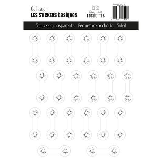 Stickers transparents - Fermeture de pochettes - Soleil