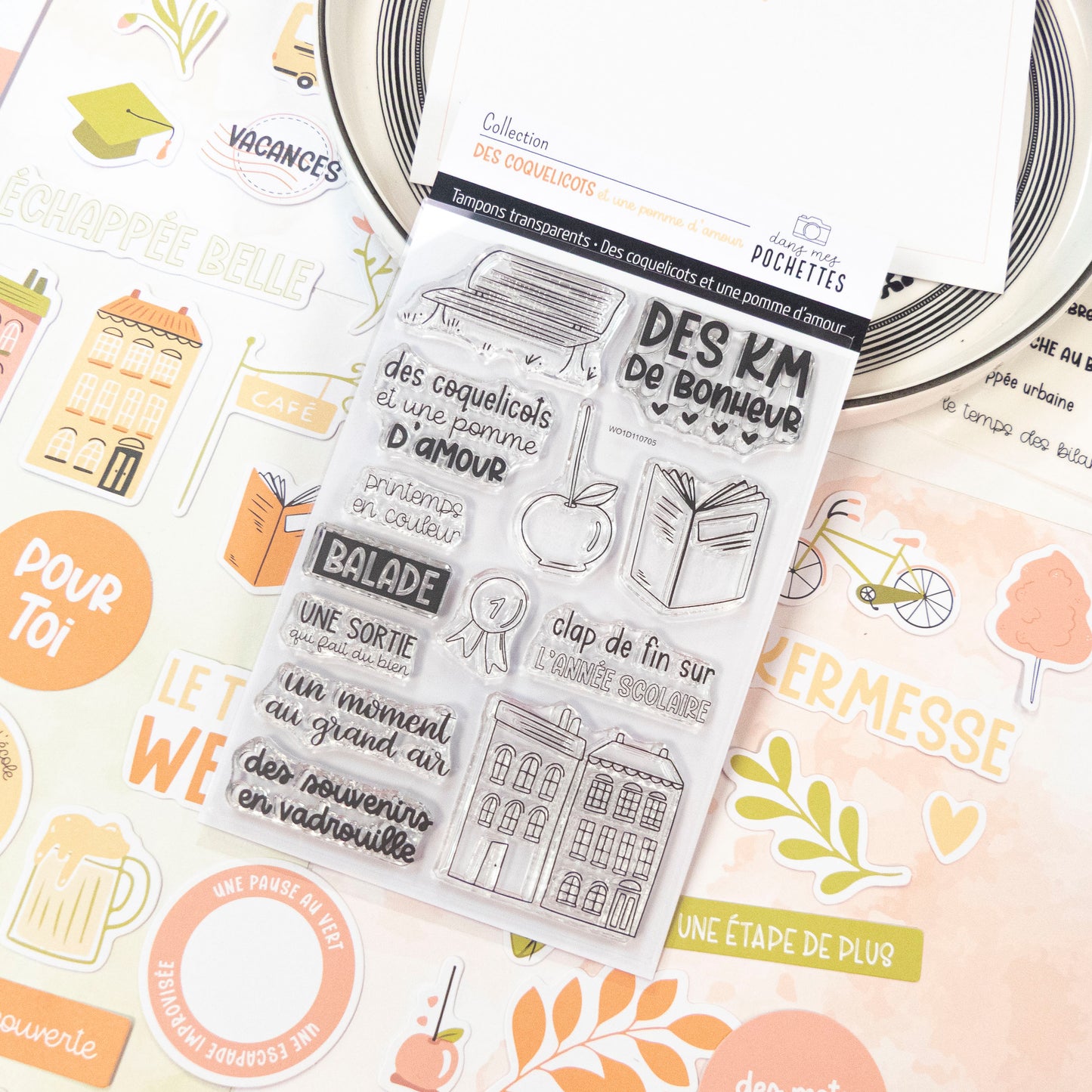 Tampons scrapbooking - Des coquelicots et une pomme d'amour