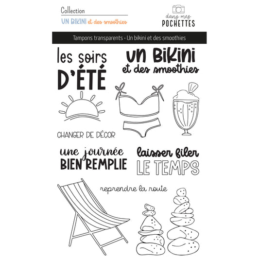 Tampons scrapbooking - Un bikini et des smoothies
