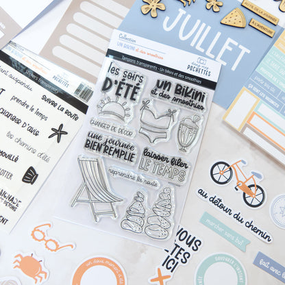Tampons scrapbooking - Un bikini et des smoothies