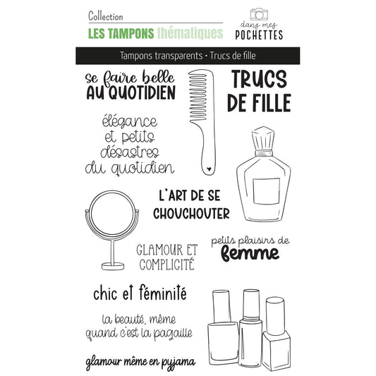 Planche de tampons clear - Trucs de fille