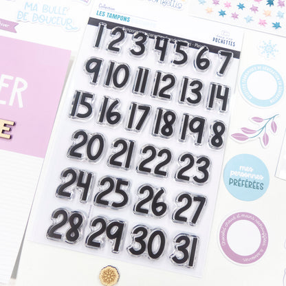 Planche de tampons clear - Grandes Chiffres - Pleins