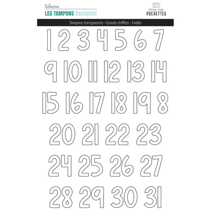 Planche de tampons clear - Grandes Chiffres - Evidés