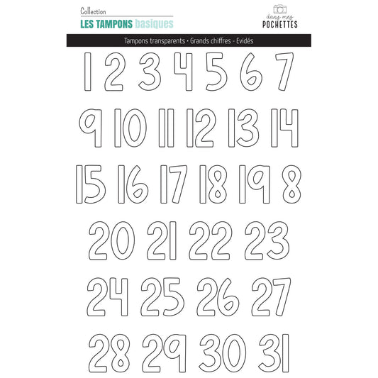 Planche de tampons clear - Grandes Chiffres - Evidés