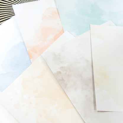 Papiers de scrapbooking (Unis et Aquarelle) - Un bikini et des smoothies