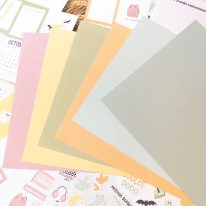 Papiers de scrapbooking (Unis et Aquarelle) - Des crayons et des frissons