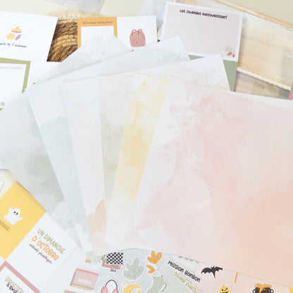 Papiers de scrapbooking (Unis et Aquarelle) - Des crayons et des frissons