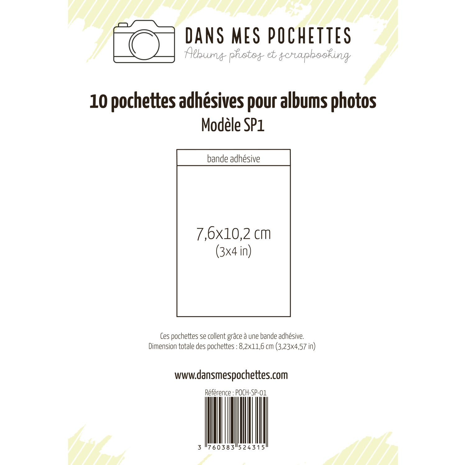 Lot de 10 pochettes plastiques adhésives format 3x4 pouces pour album photo et Journal de l'année, modèle SP1