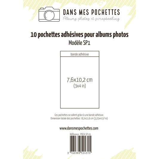 Lot de 10 pochettes plastiques adhésives format 3x4 pouces pour album photo et Journal de l'année, modèle SP1