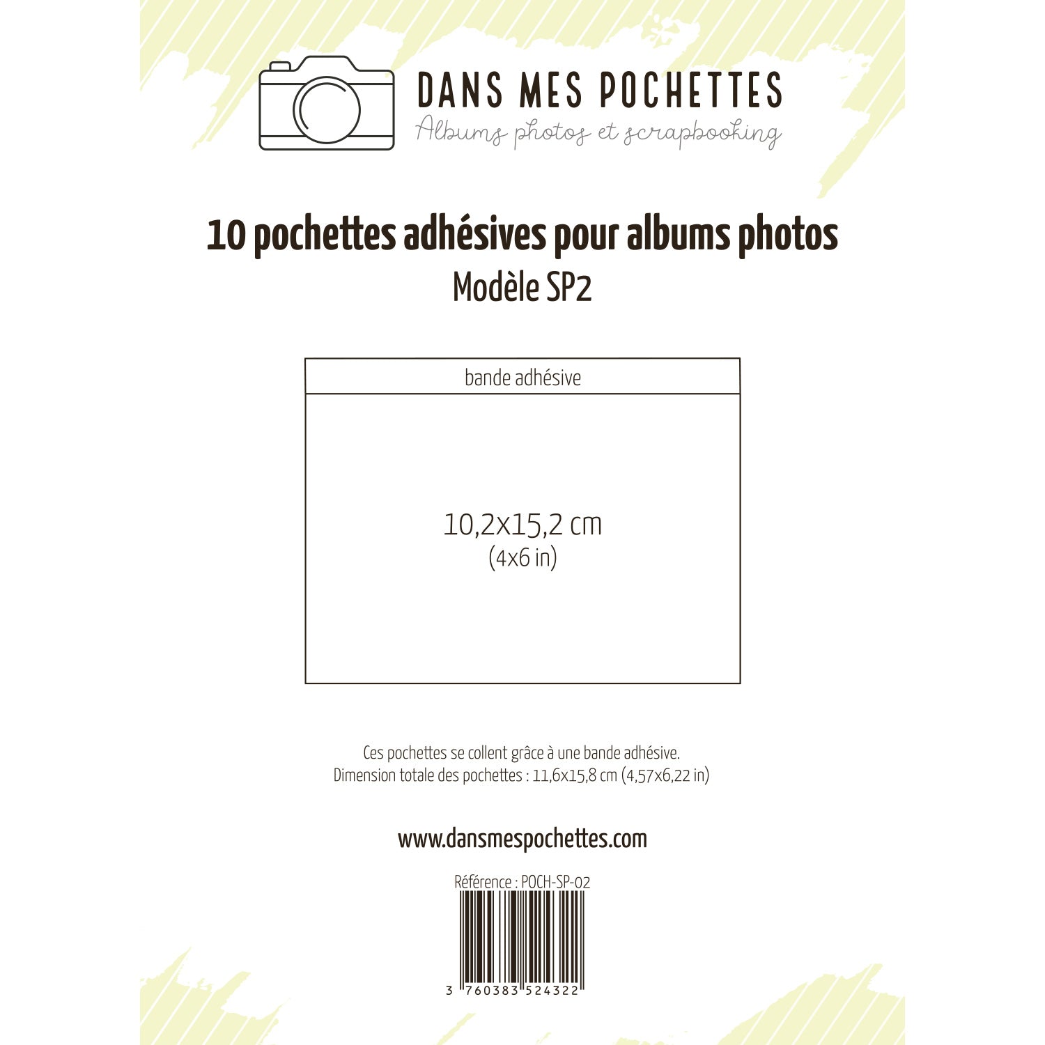 Lot de 10 pochettes plastiques adhésives format 4x6 pouces pour album photo et Journal de l'année, modèle SP2