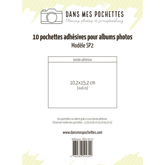 Lot de 10 pochettes plastiques adhésives format 4x6 pouces pour album photo et Journal de l'année, modèle SP2